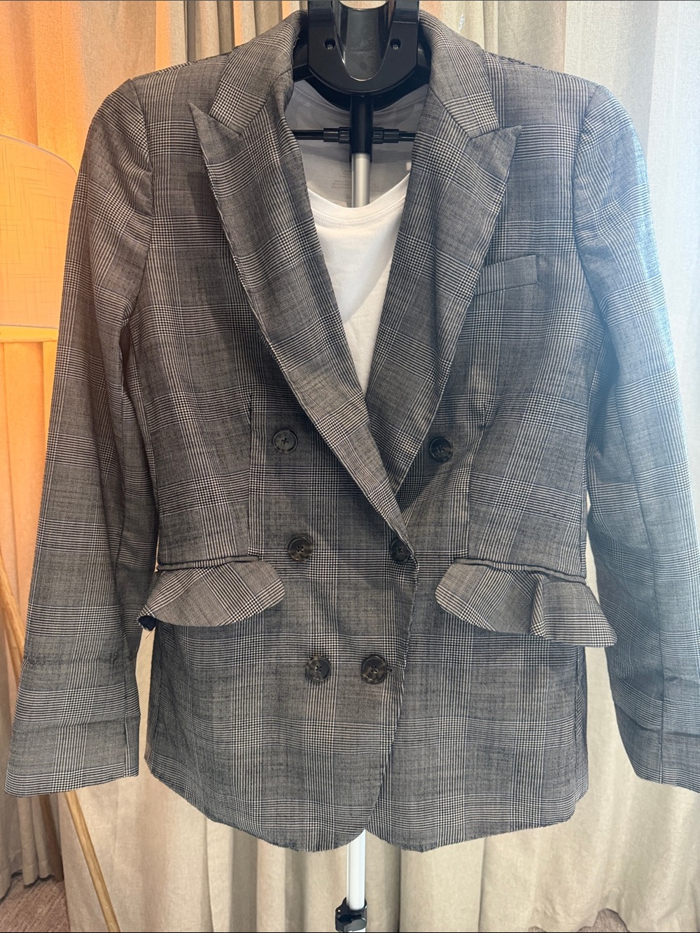 J. Crew Grey Glen Plaid Double-Breasted Blazer